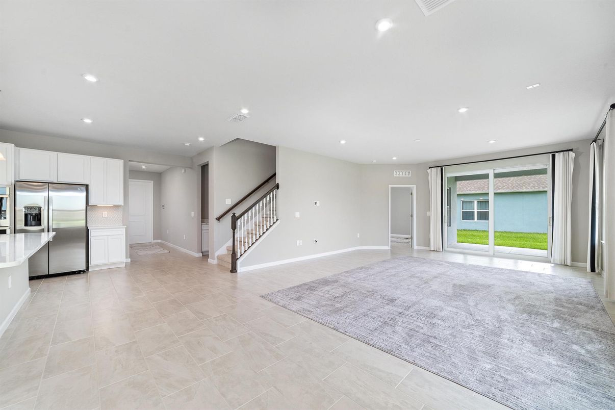 Empty room, Interior, Kitchen, Recessed Lighting, Stainless Steel Appliances