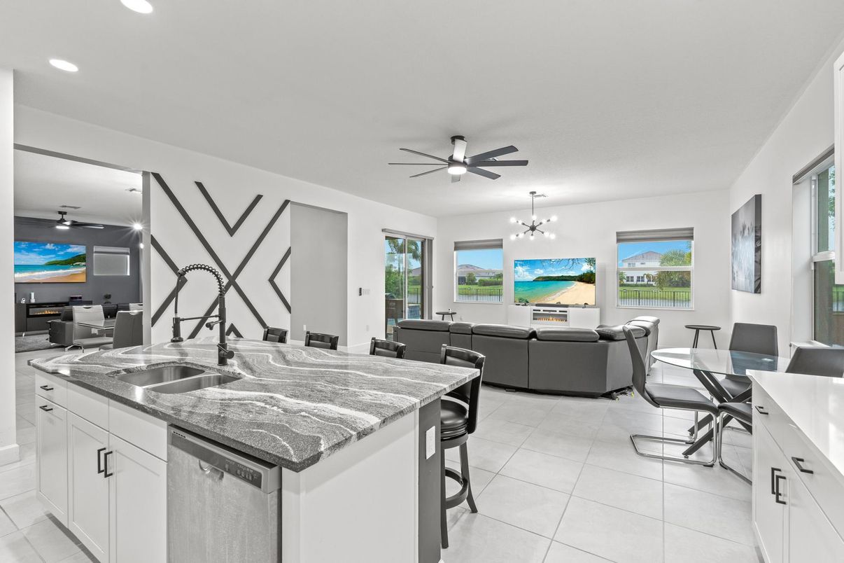 Dining room, Interior, Kitchen, Living room, Pendant Lights, Recessed Lighting, Water