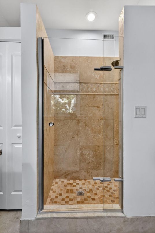 Bathroom, Glass Shower, Interior, Recessed Lighting
