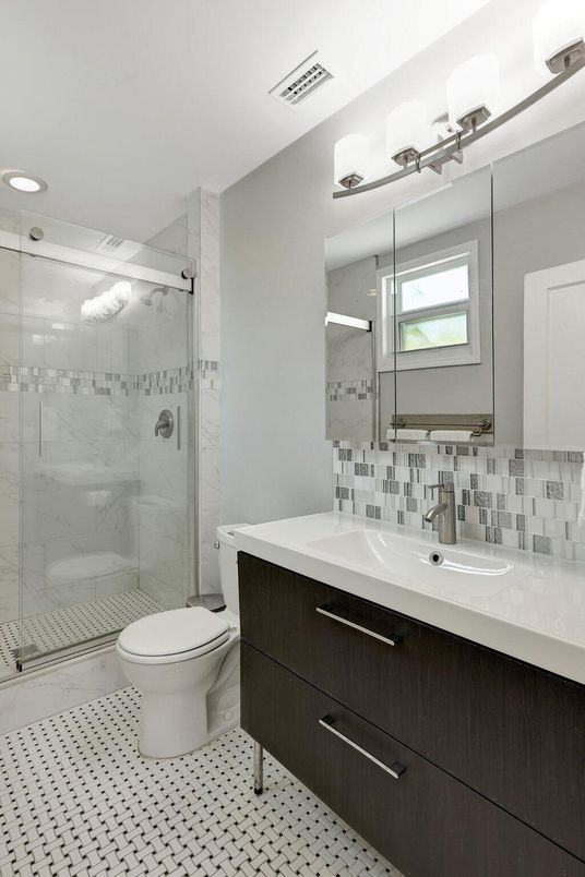Bathroom, Glass Shower, Interior, Marble Walls, Recessed Lighting