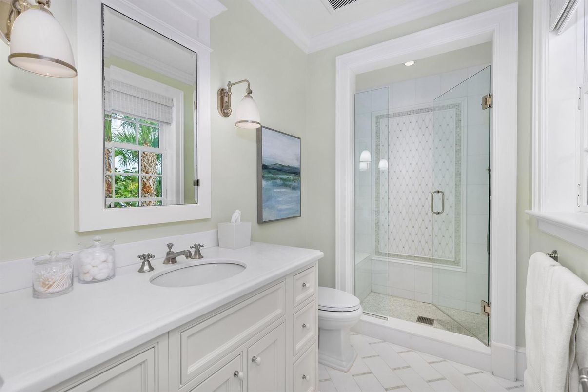 Bathroom, Glass Shower, Interior, Recessed Lighting