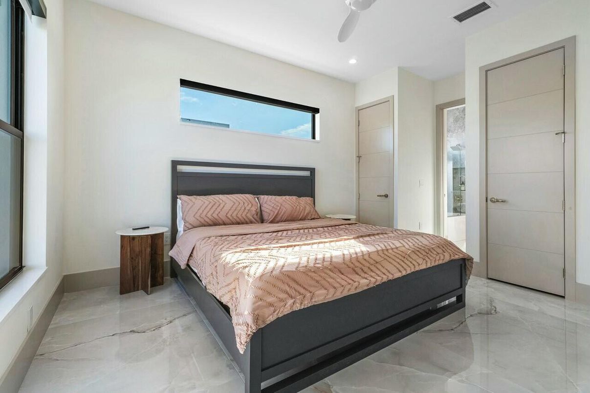 Bedroom, Interior, Marble, Recessed Lighting