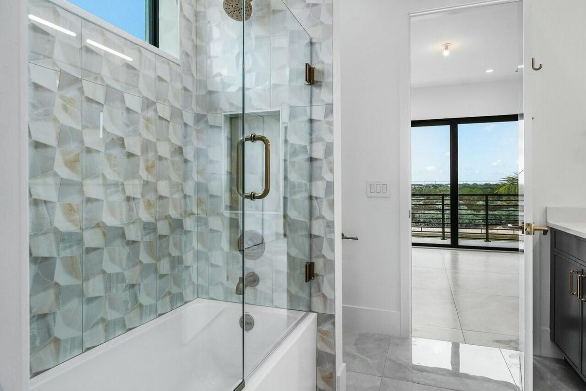 Bathroom, Glass Shower, Interior, Recessed Lighting, Water