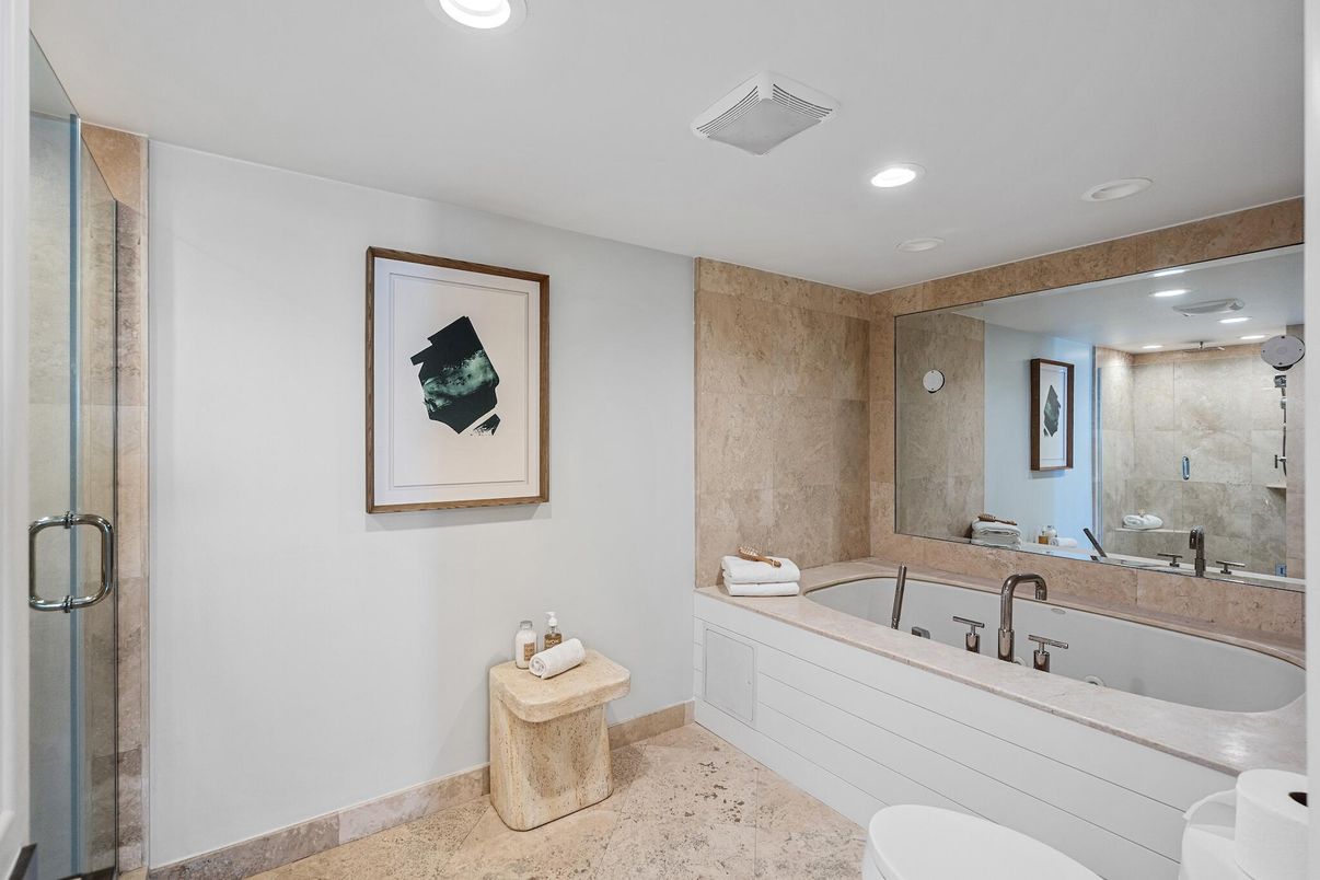 Bathroom, Glass Shower, Interior, Recessed Lighting