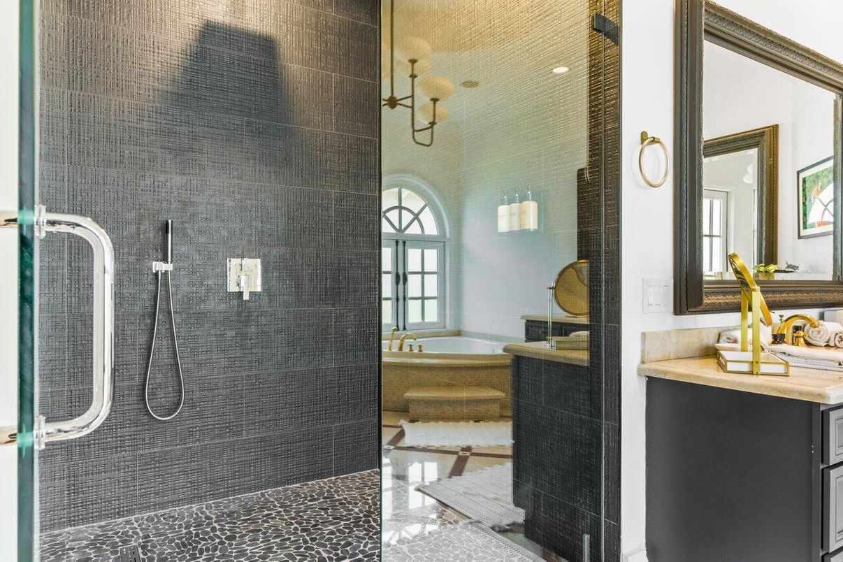 Bathroom, Glass Shower, Interior, Recessed Lighting