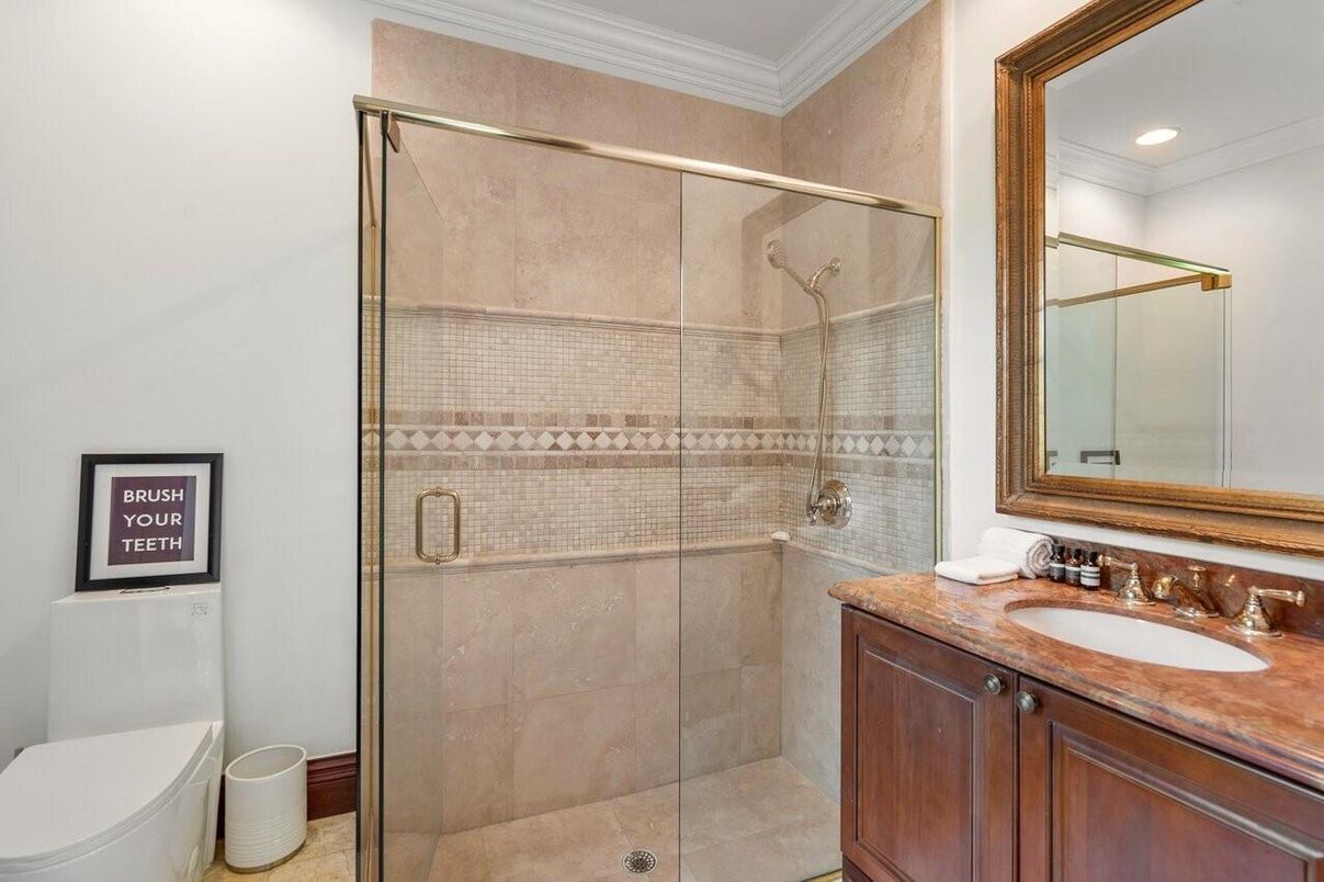 Bathroom, Glass Shower, Interior, Recessed Lighting