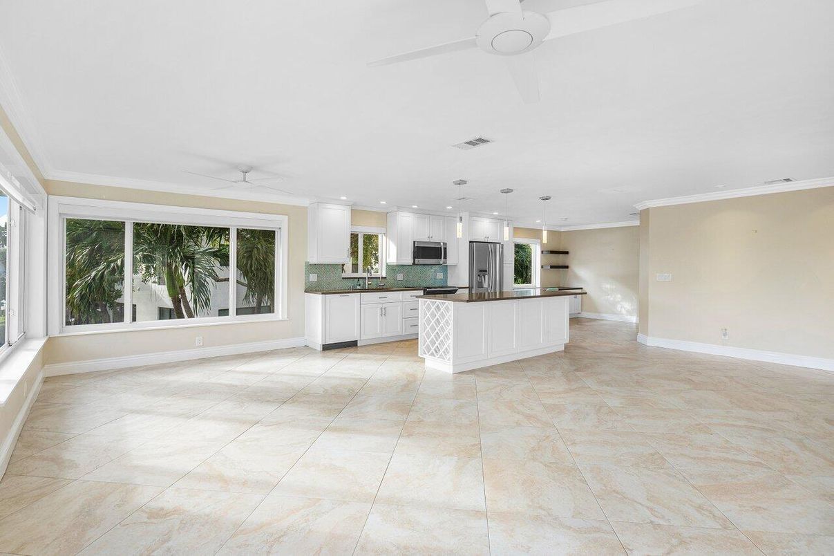 Empty room, Interior, Kitchen, Pendant Lights, Recessed Lighting