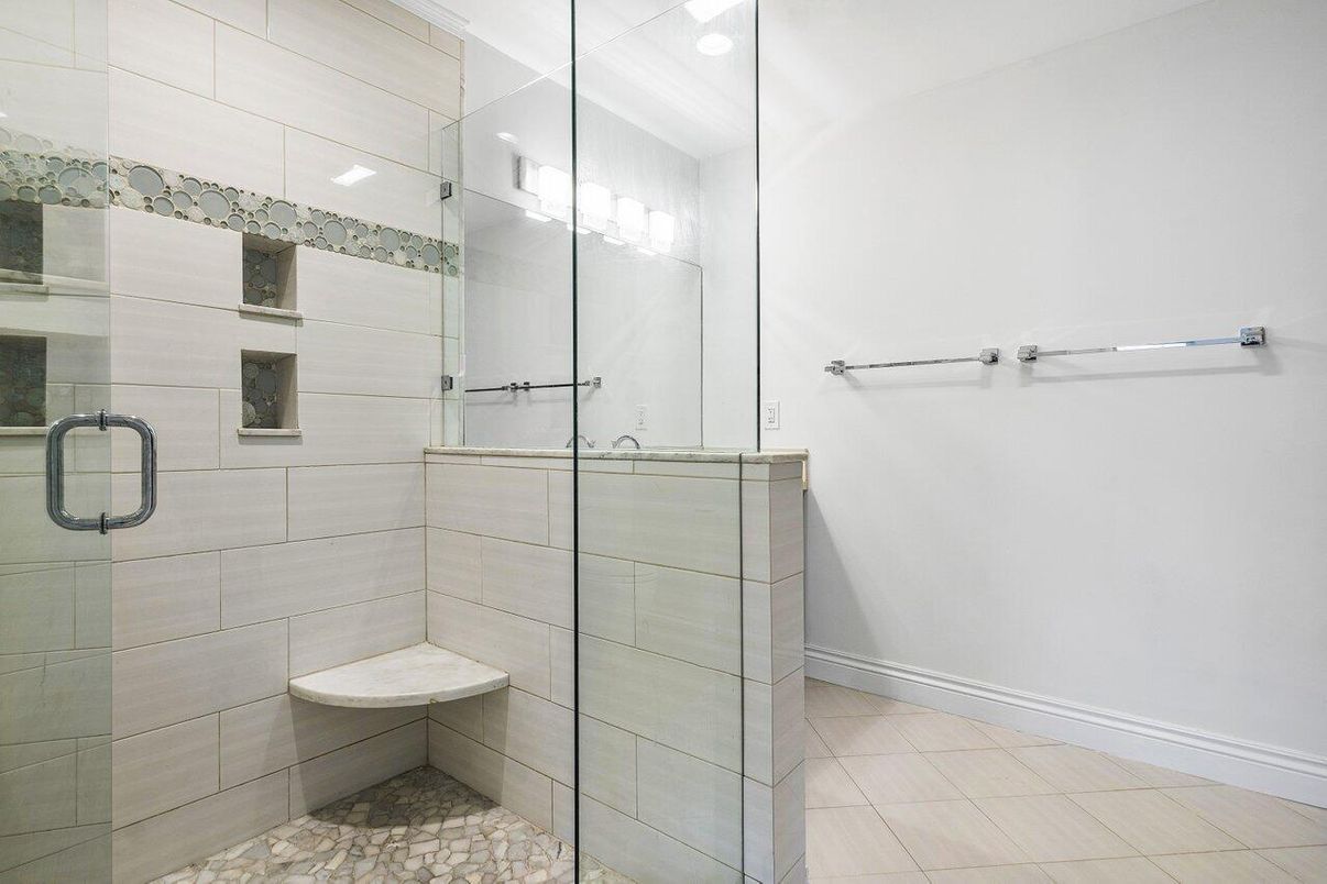Bathroom, Glass Shower, Interior, Recessed Lighting
