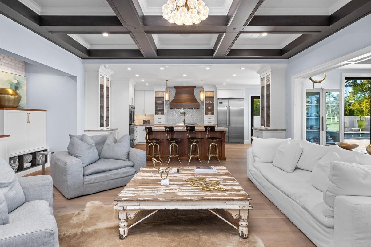 Interior, Kitchen, Living room, Pendant Lights, Recessed Lighting, Stainless Steel Appliances, Wood Texture Flooring