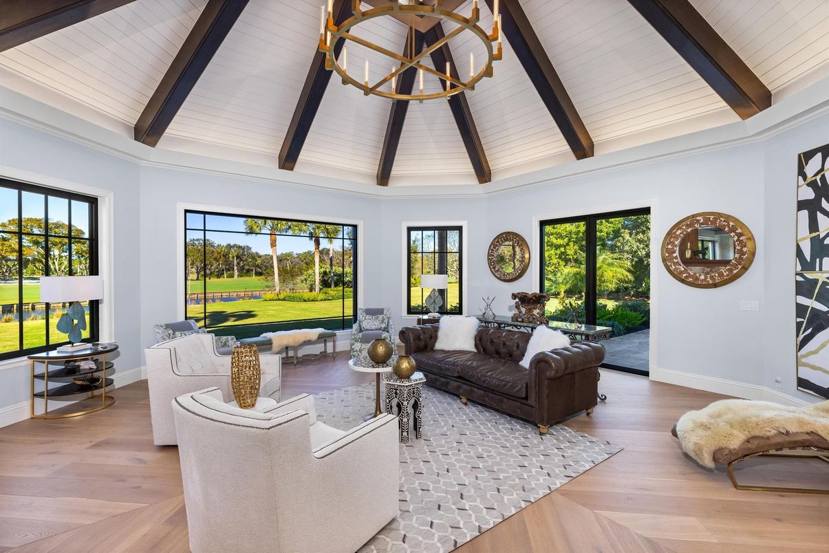 Chandelier, Interior, Living room, Wooden Beams, Wood Texture Flooring