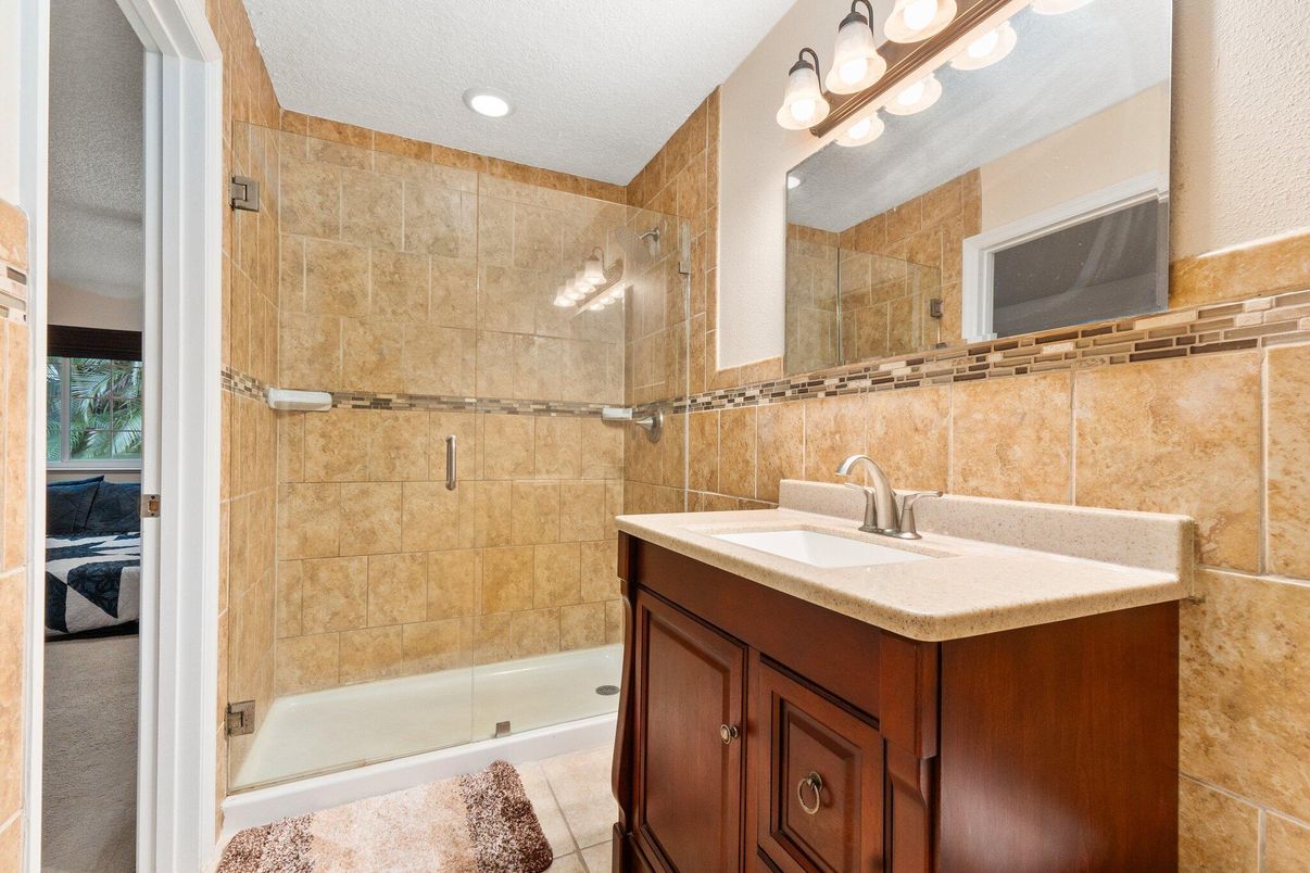 Bathroom, Glass Shower, Interior, Recessed Lighting