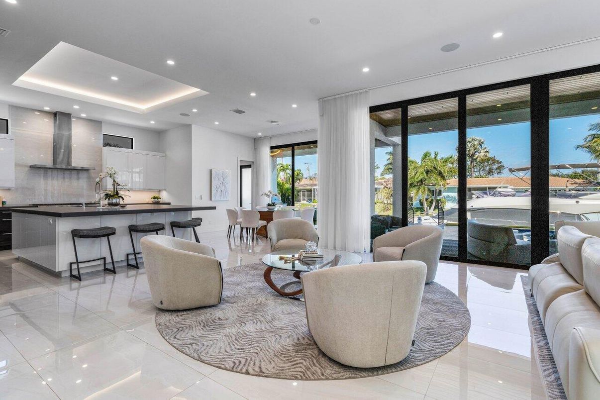 Dining room, Interior, Kitchen, Living room, Recessed Lighting, Stainless Steel Appliances, Water