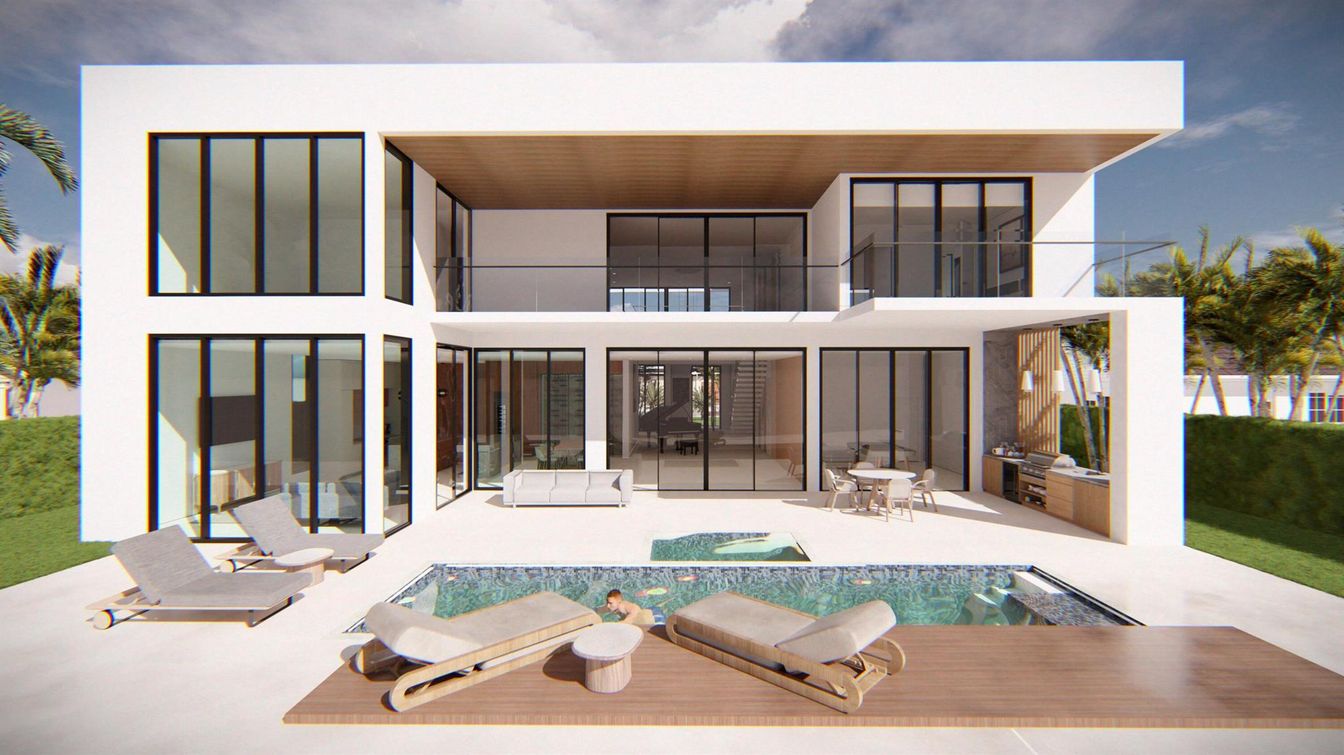 Exterior, Facade, Pool, Modern