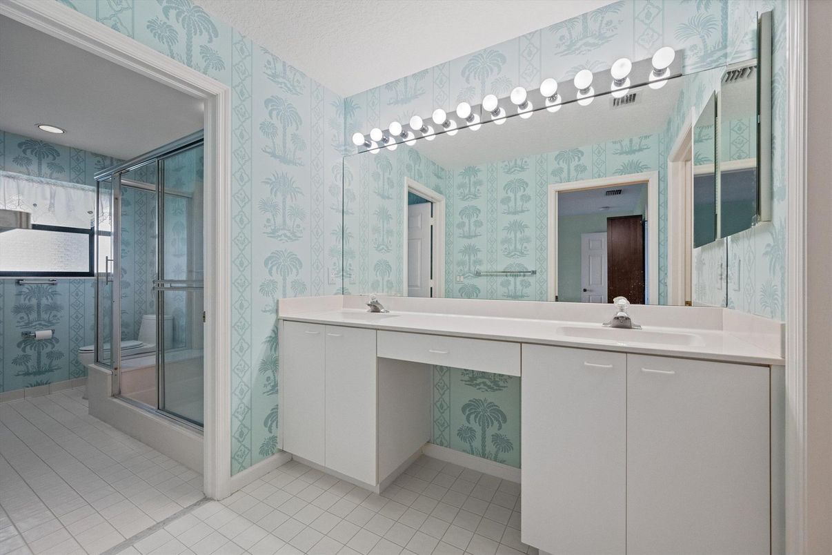Bathroom, Dual Sink Vanities, Glass Shower, Interior, Recessed Lighting