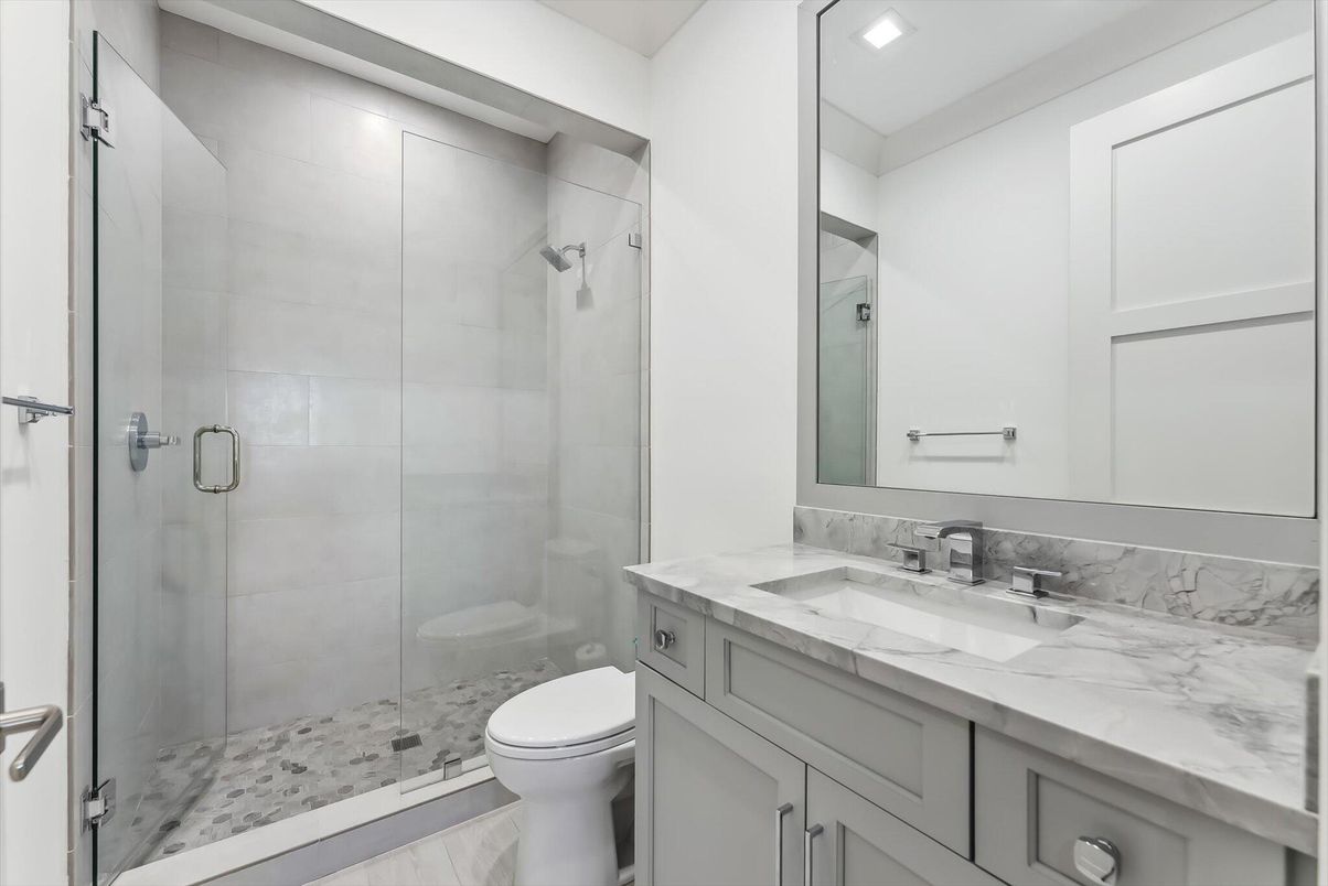 Bathroom, Glass Shower, Interior, Recessed Lighting