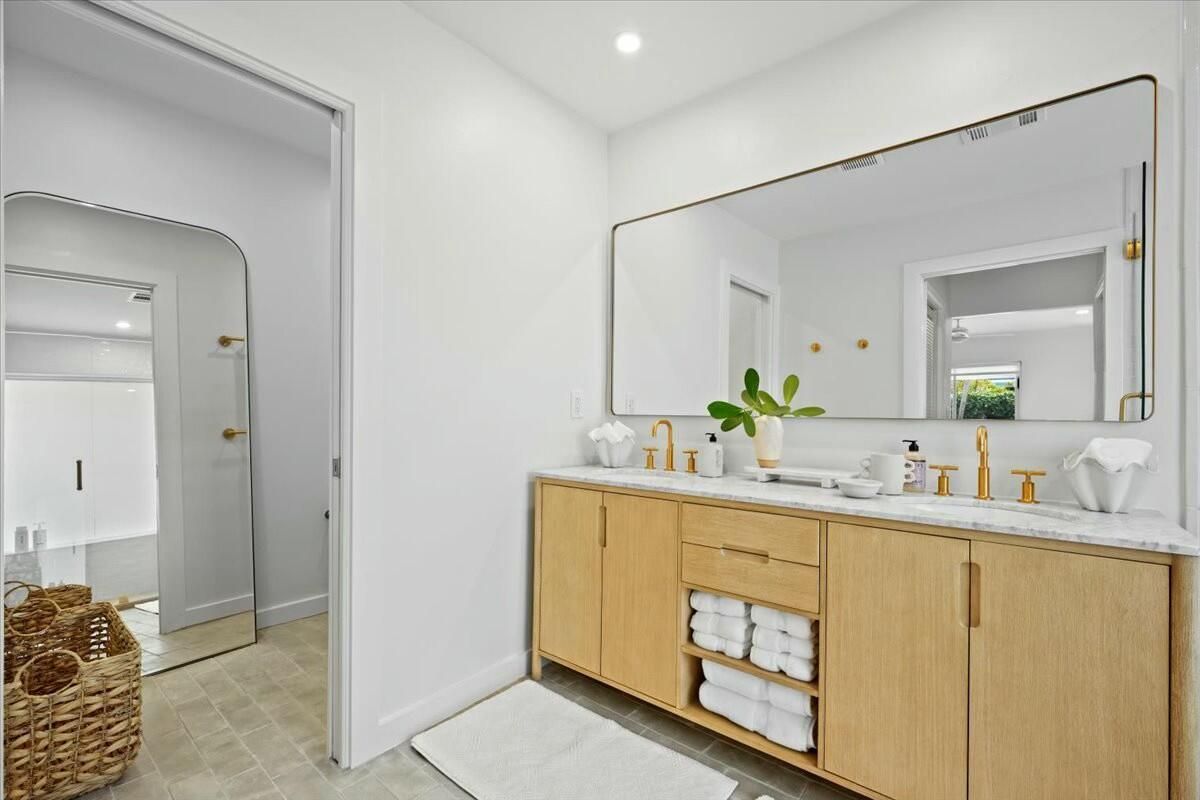 Bathroom, Dual Sink Vanities, Glass Shower, Interior, Recessed Lighting