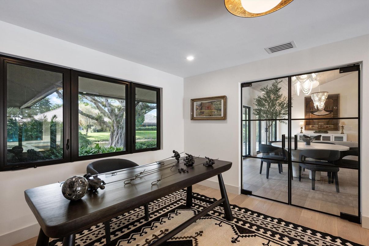 Home Office, Interior, Recessed Lighting, Wood Texture Flooring