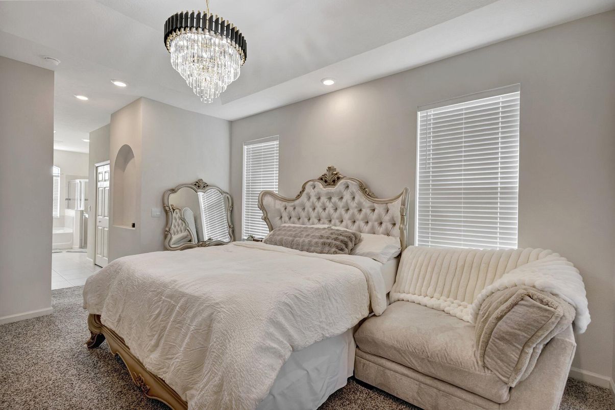 Bedroom, Chandelier, Interior, Recessed Lighting