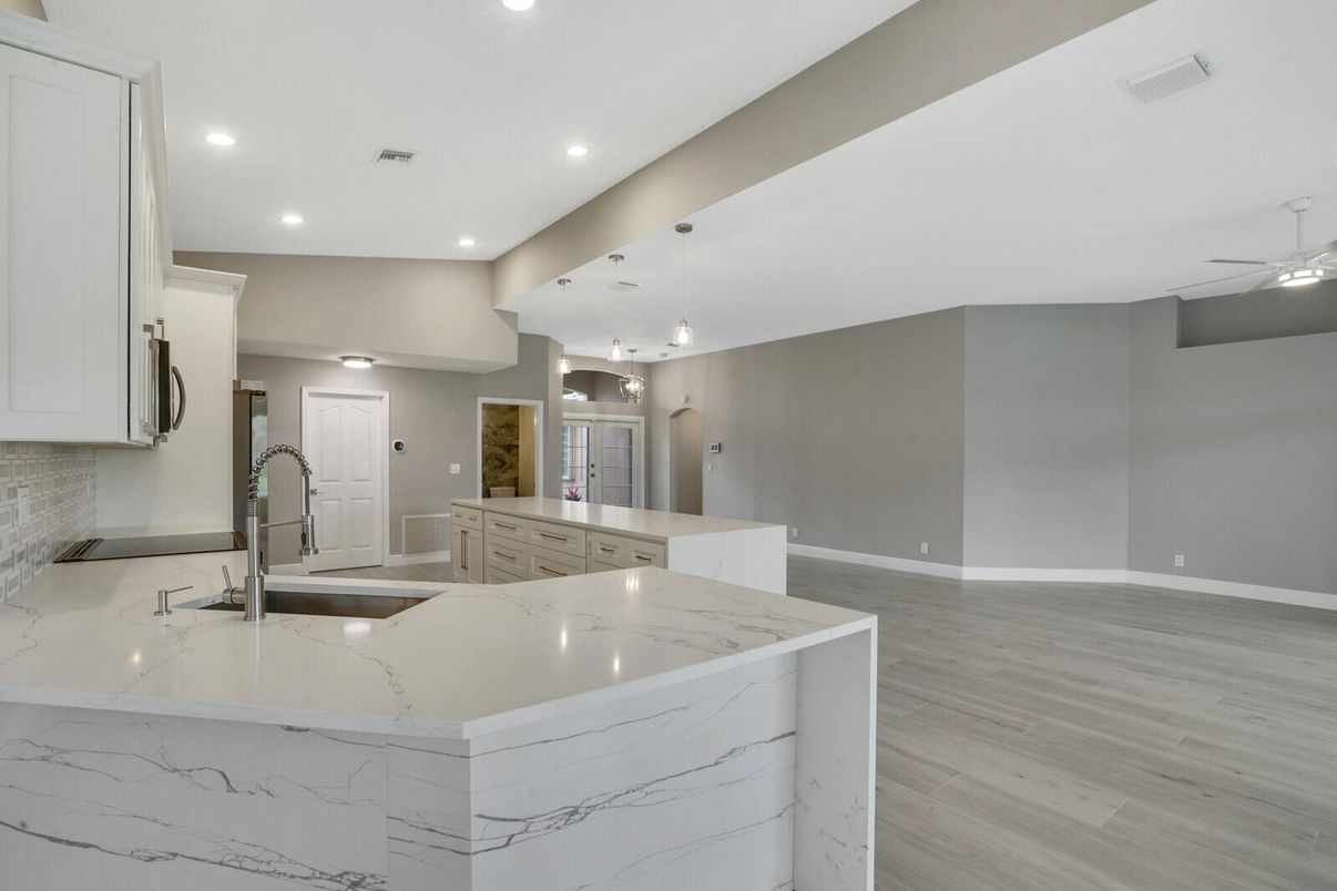 Interior, Kitchen, Recessed Lighting, Wood Texture Flooring