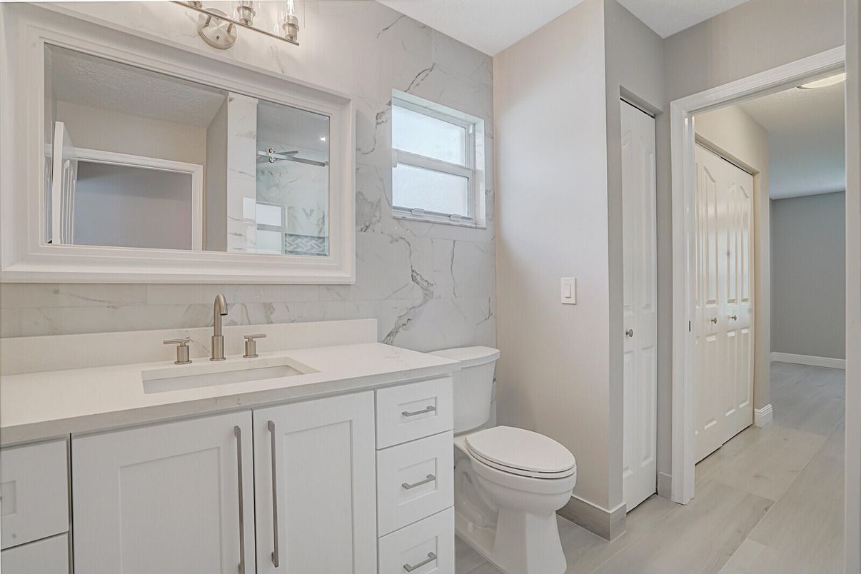 Bathroom, Interior, Marble Walls, Wood Texture Flooring