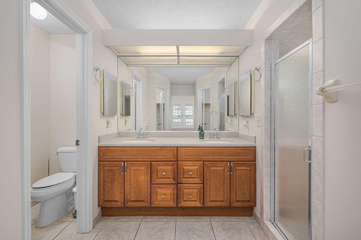 Bathroom, Dual Sink Vanities, Glass Shower, Interior