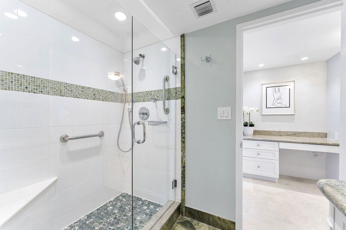 Bathroom, Glass Shower, Interior, Recessed Lighting