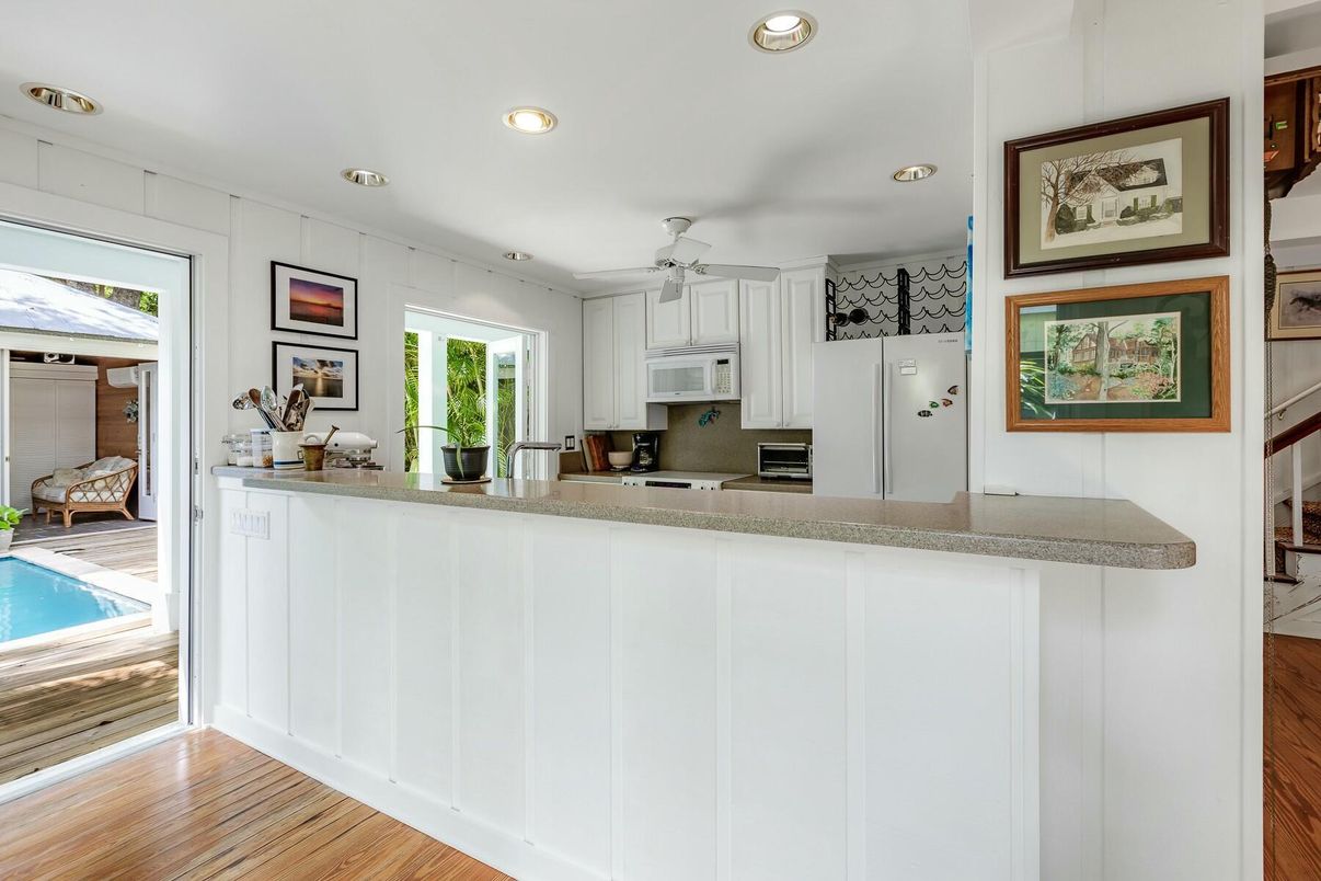 Interior, Kitchen, Recessed Lighting, Wood Texture Flooring
