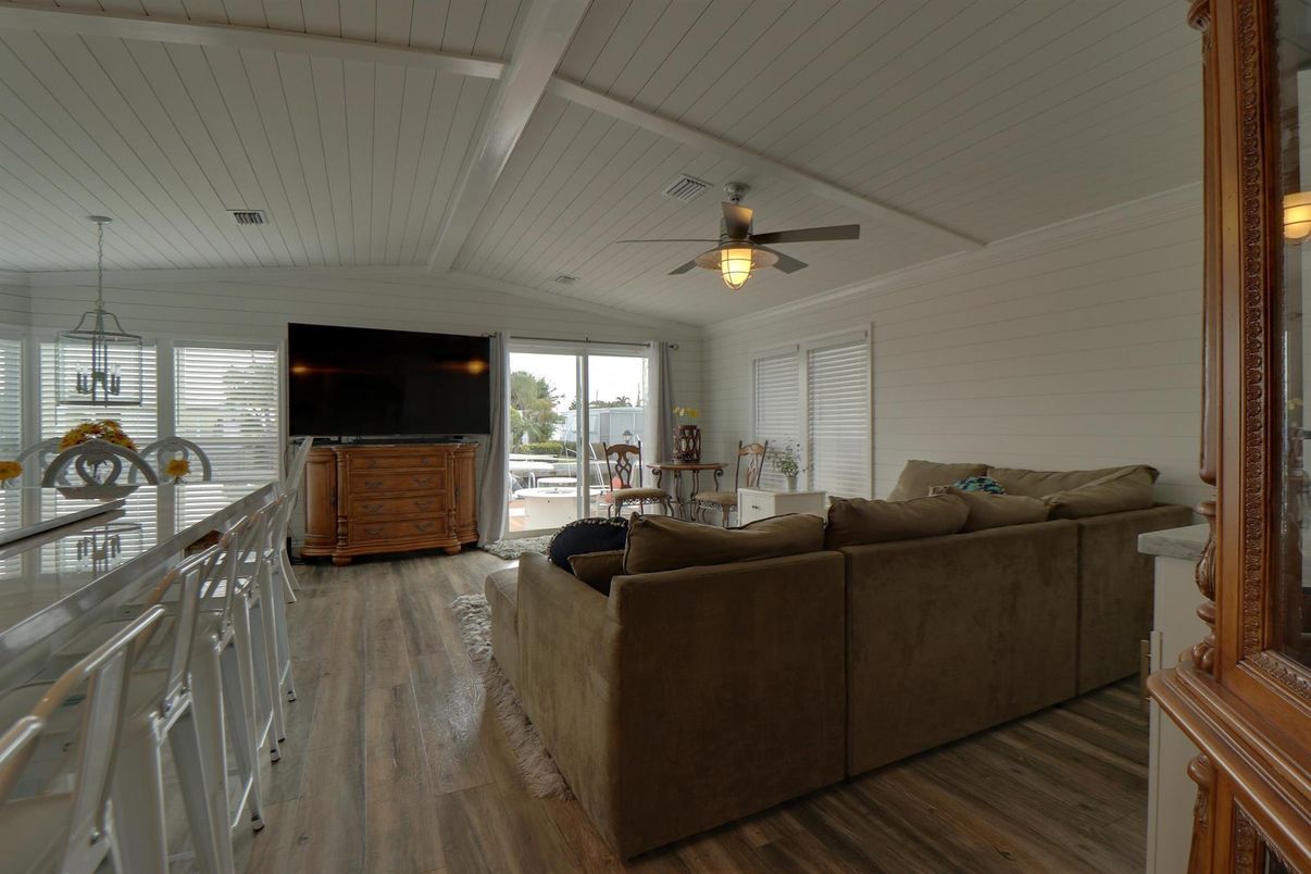 Dining room, Interior, Living room, Pendant Lights, Wood Texture Flooring