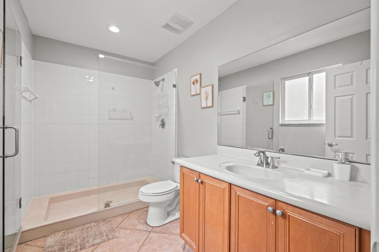 Bathroom, Glass Shower, Interior, Recessed Lighting