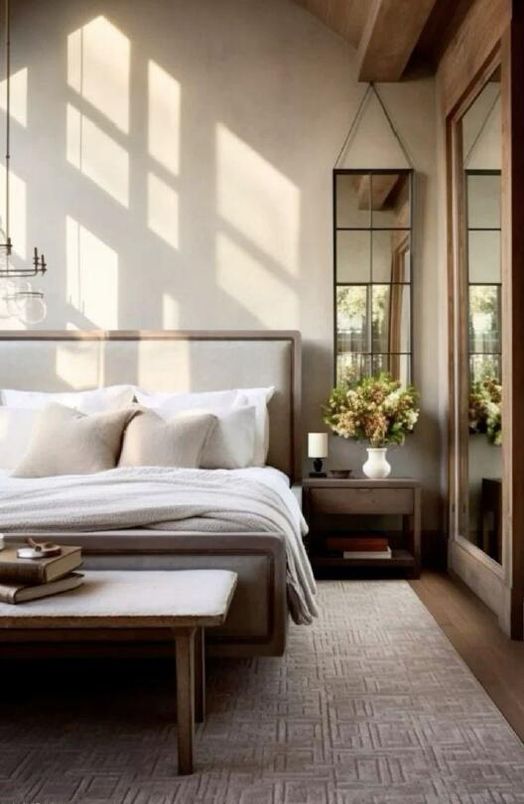 Bedroom, Interior, Wooden Beams, Wood Texture Flooring