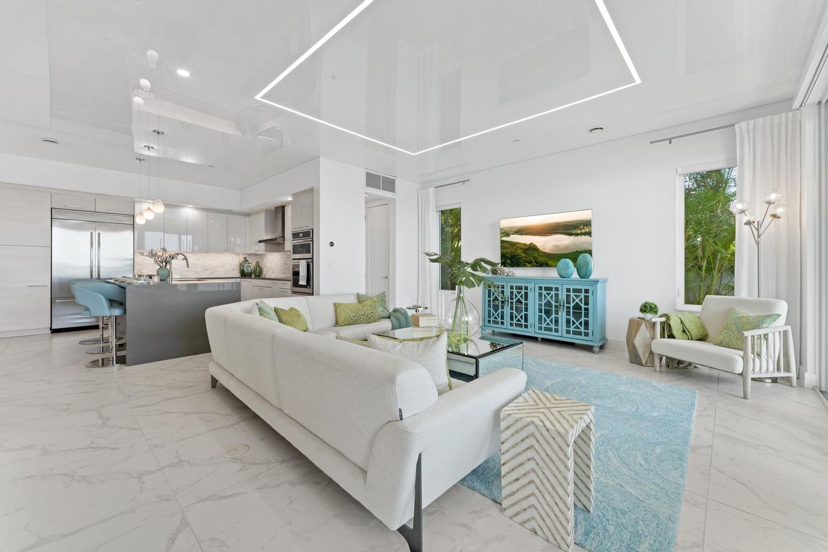 Interior, Kitchen, Living room, Marble, Recessed Lighting, Stainless Steel Appliances