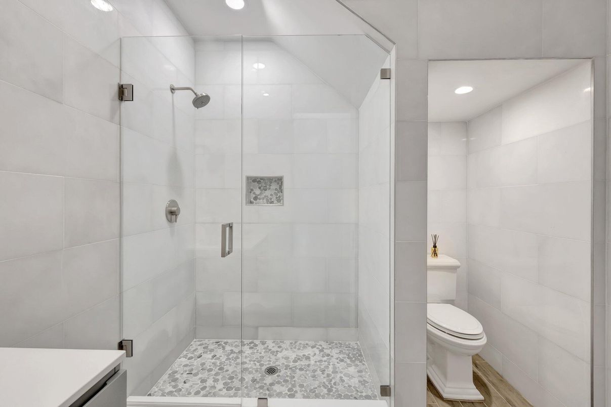 Bathroom, Glass Shower, Interior, Recessed Lighting