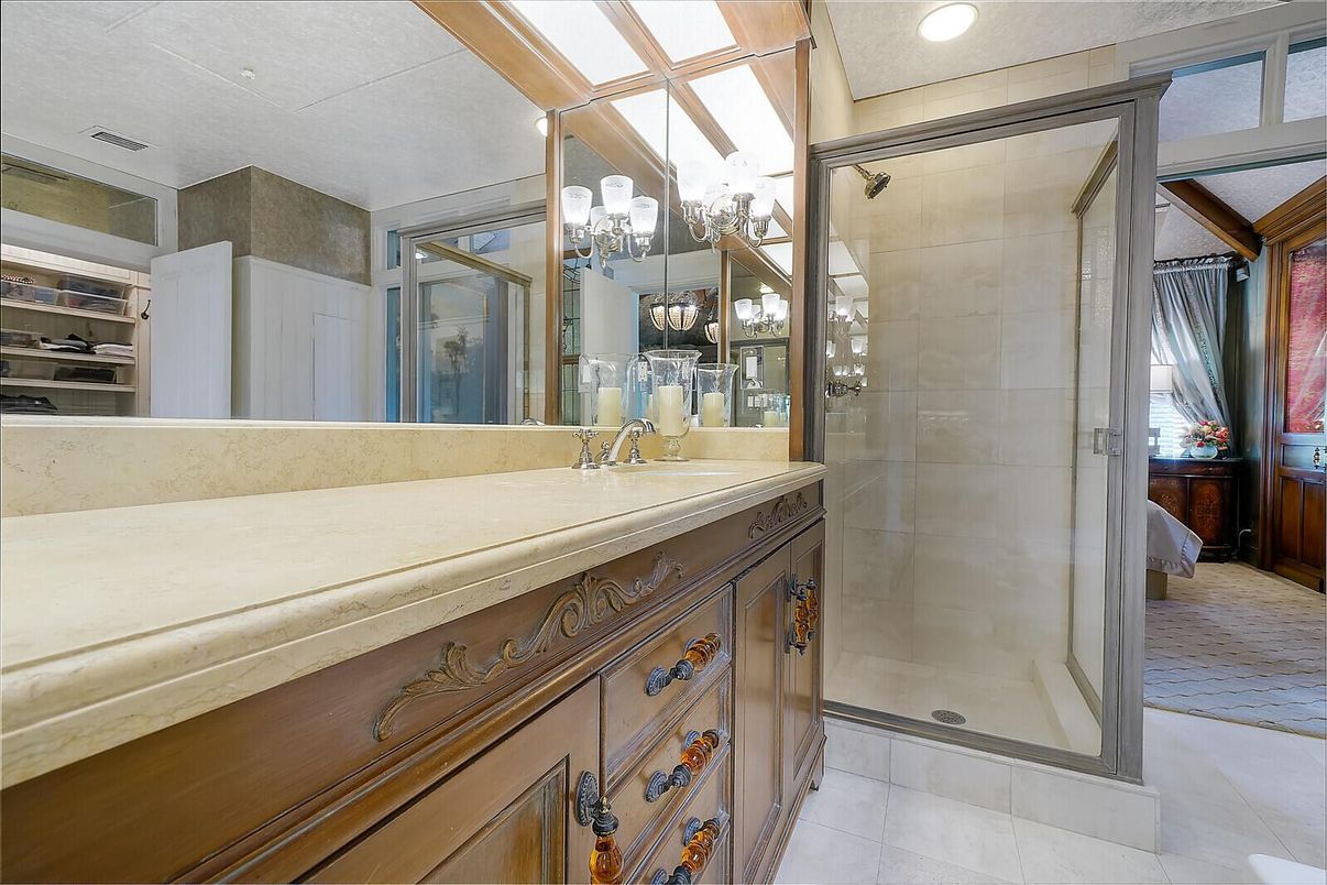 Bathroom, Glass Shower, Interior, Recessed Lighting