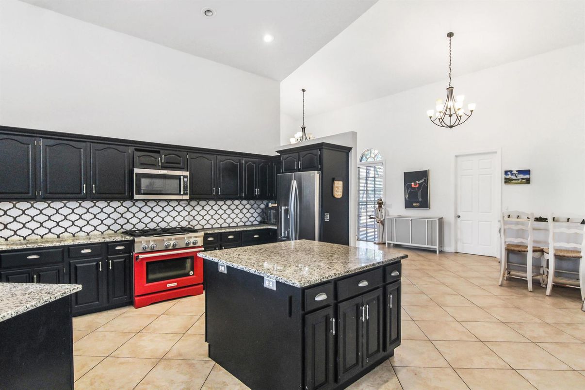 Chandelier, Interior, Kitchen, Pendant Lights, Recessed Lighting, Stainless Steel Appliances