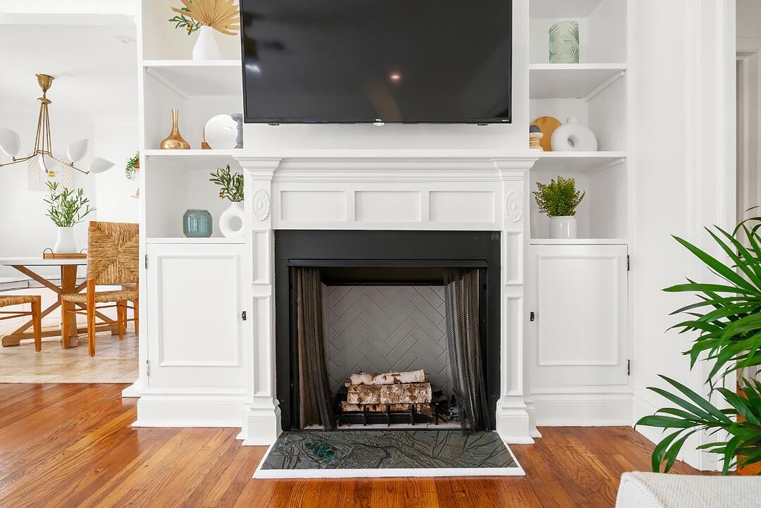 Fireplace, Interior, Wood Texture Flooring