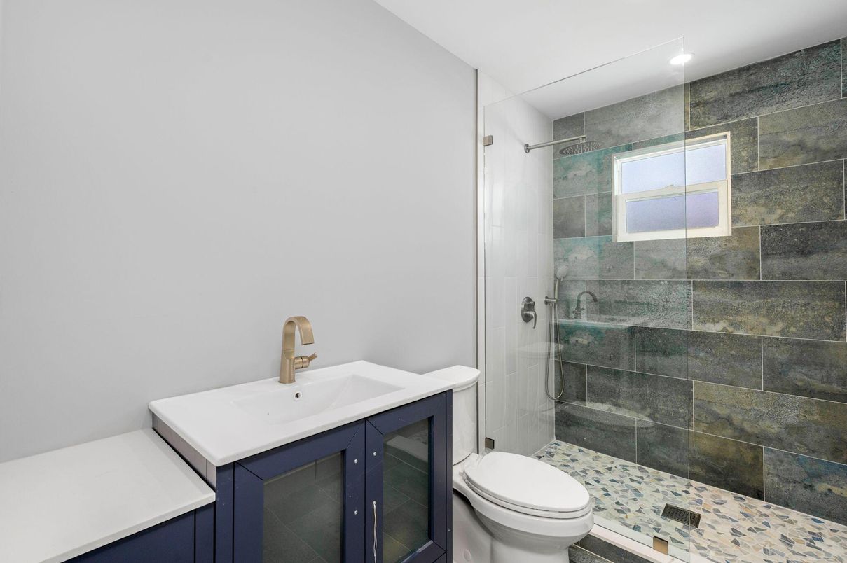 Bathroom, Glass Shower, Interior, Recessed Lighting