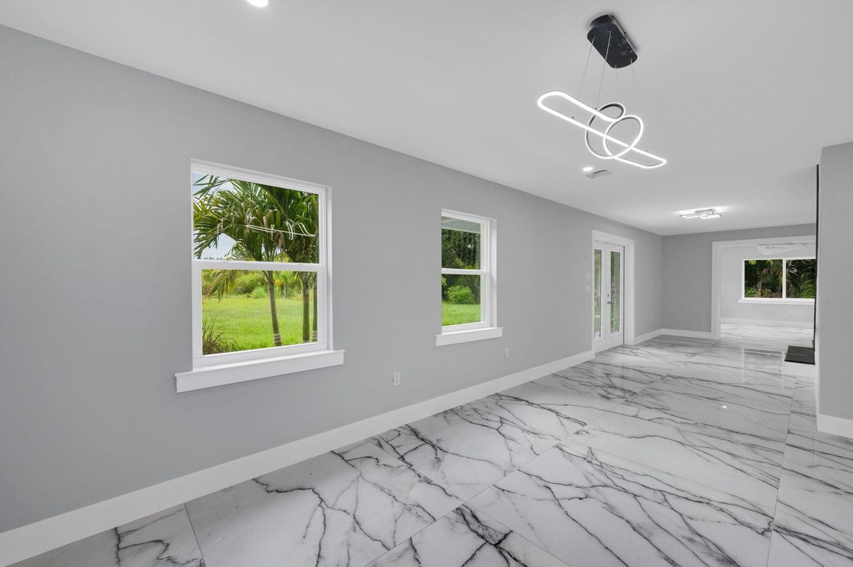 Empty room, Interior, Marble, Pendant Lights, Recessed Lighting