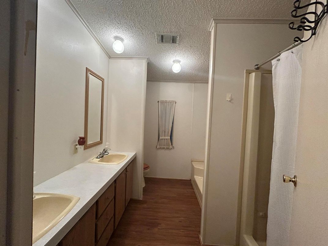 Bathroom, Dual Sink Vanities, Interior, Wood Texture Flooring