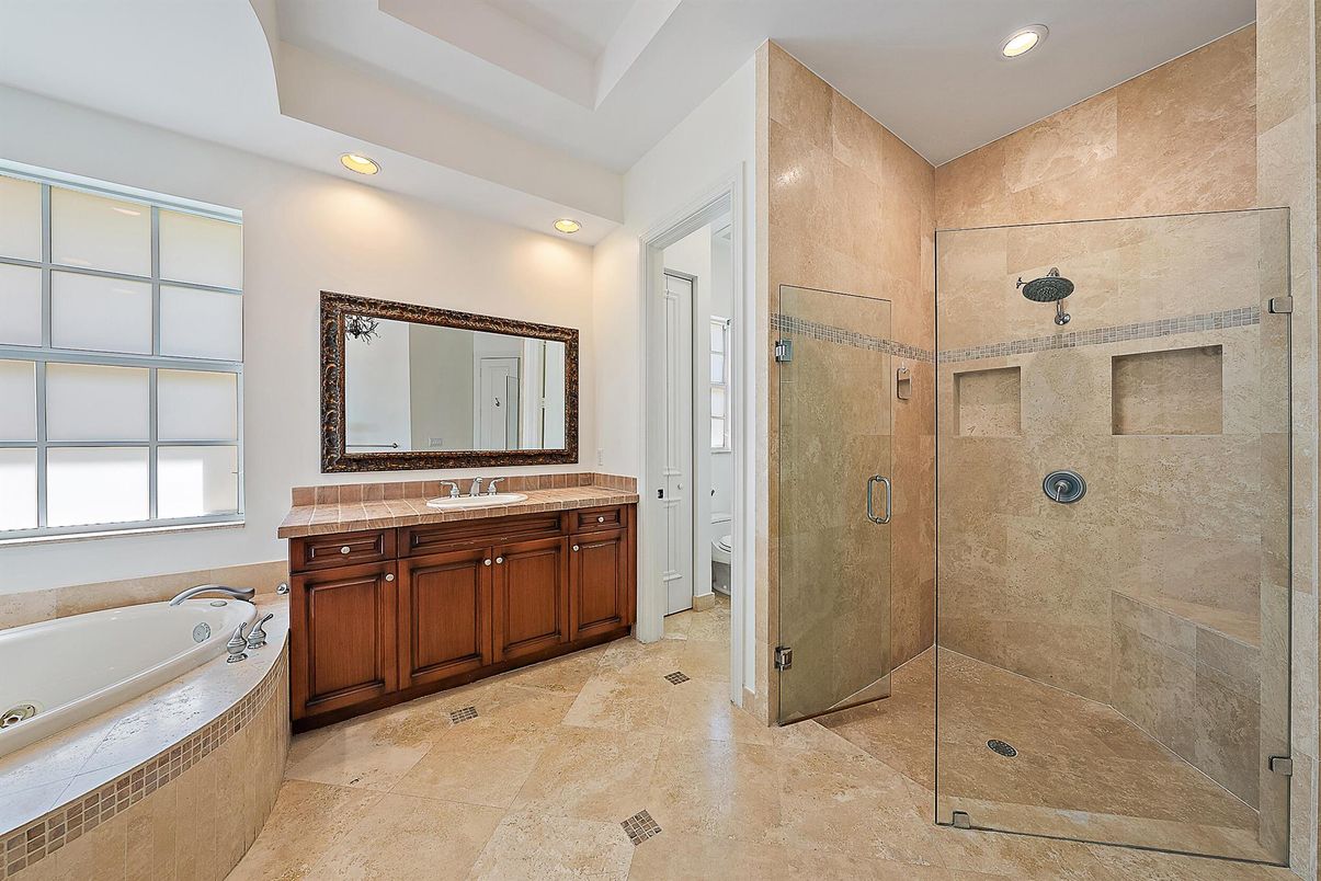 Bathroom, Dual Sink Vanities, Glass Shower, Interior, Recessed Lighting
