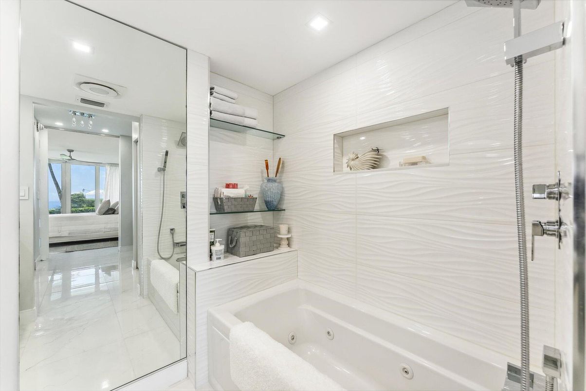 Bathroom, Bedroom, Glass Shower, Interior, Marble, Recessed Lighting, Water