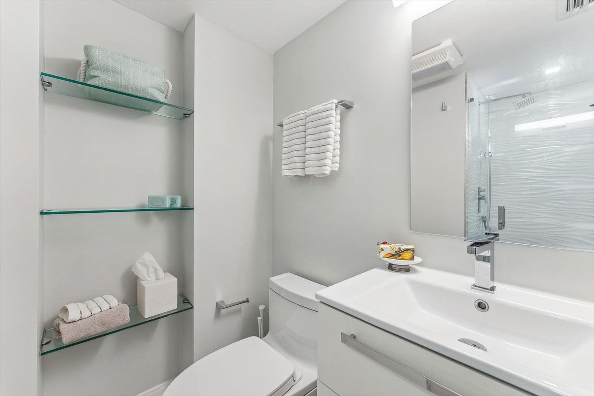 Bathroom, Glass Shower, Interior, Recessed Lighting