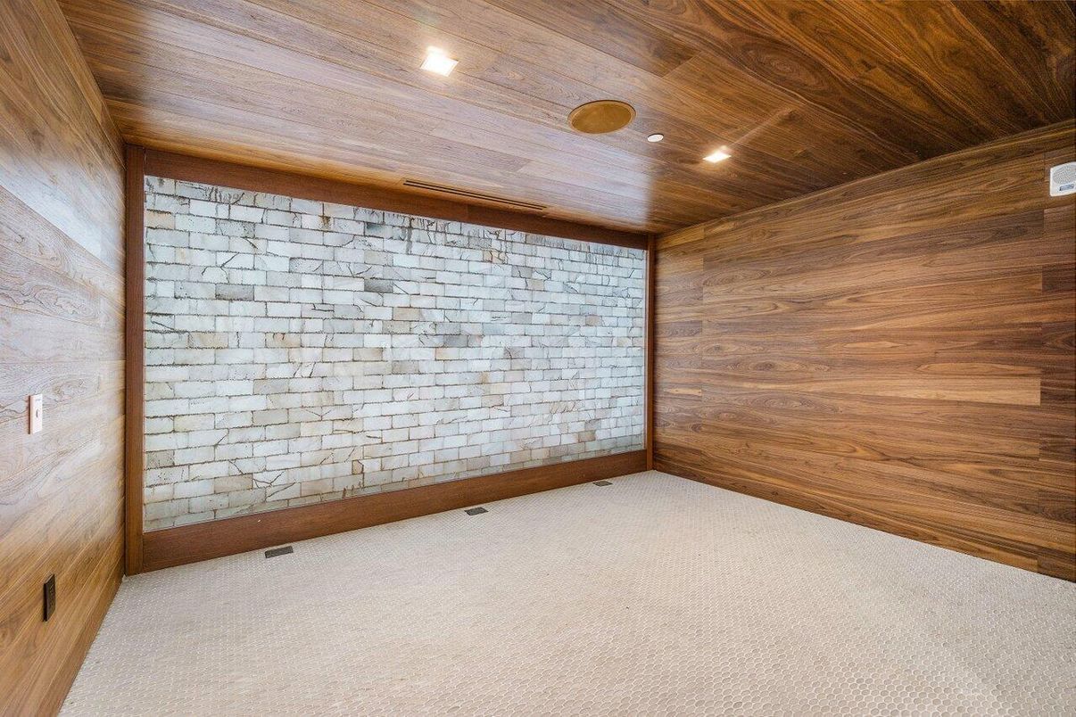 Empty room, Interior, Recessed Lighting, Wooden Ceilings, Wooden Walls