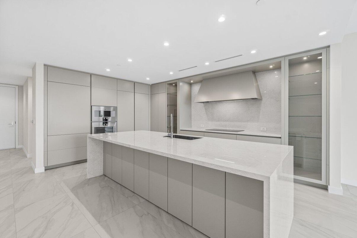 Interior, Kitchen, Marble, Recessed Lighting, Stainless Steel Appliances