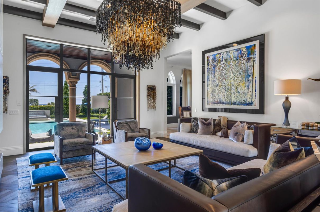 Chandelier, Interior, Living room, Wooden Beams