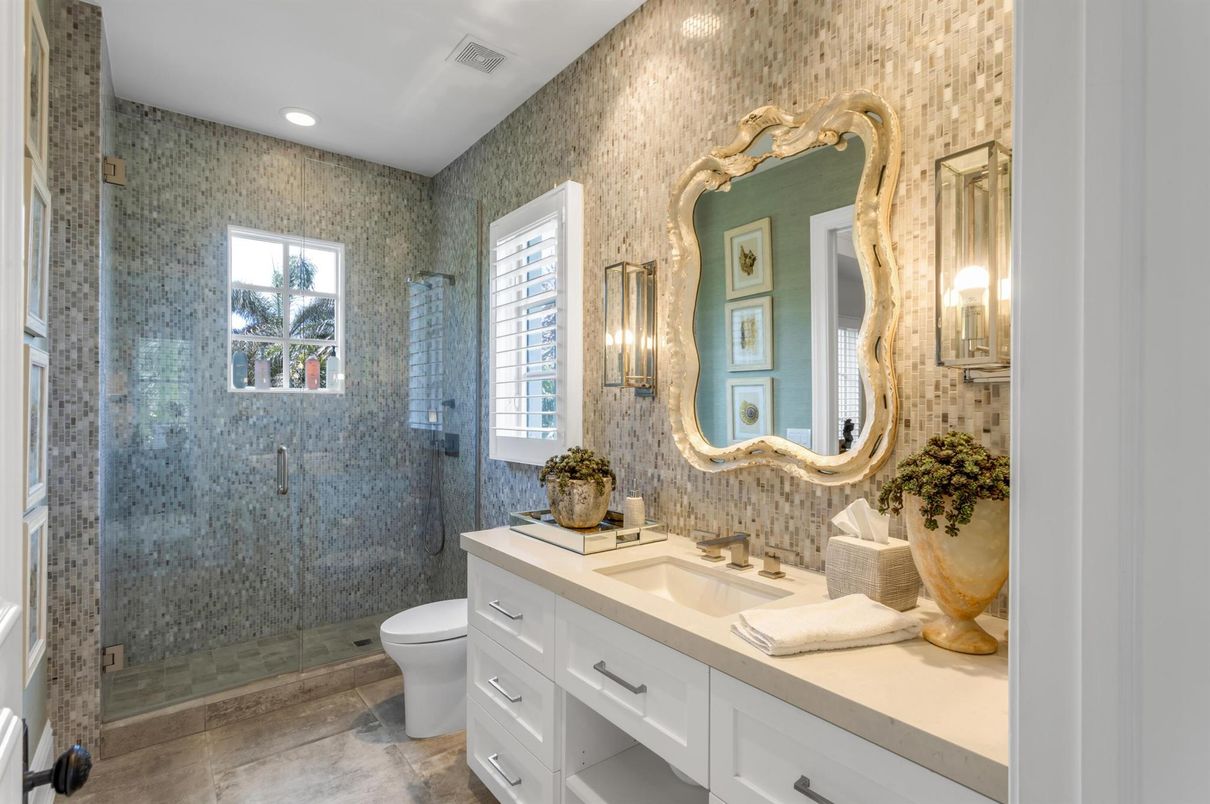 Bathroom, Glass Shower, Interior, Recessed Lighting