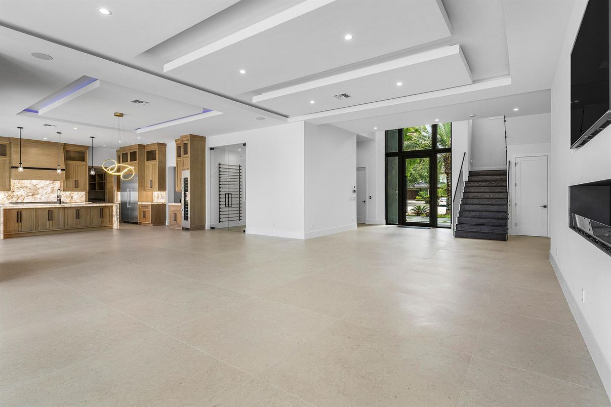 Empty room, Interior, Kitchen, Pendant Lights, Recessed Lighting