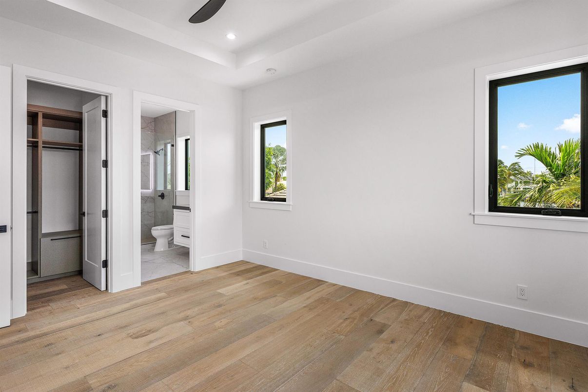 Bathroom, Empty room, Interior, Recessed Lighting, Wood Texture Flooring