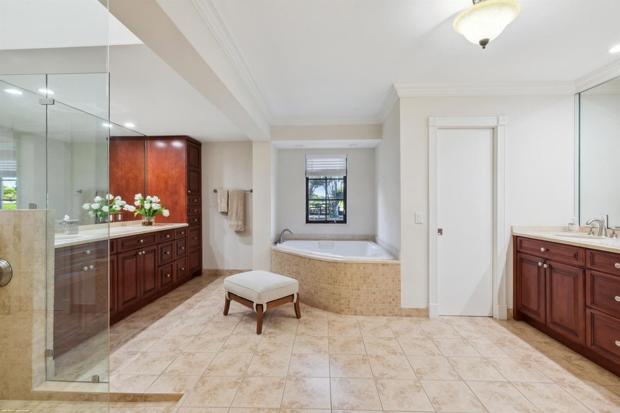 Bathroom, Glass Shower, Interior, Recessed Lighting