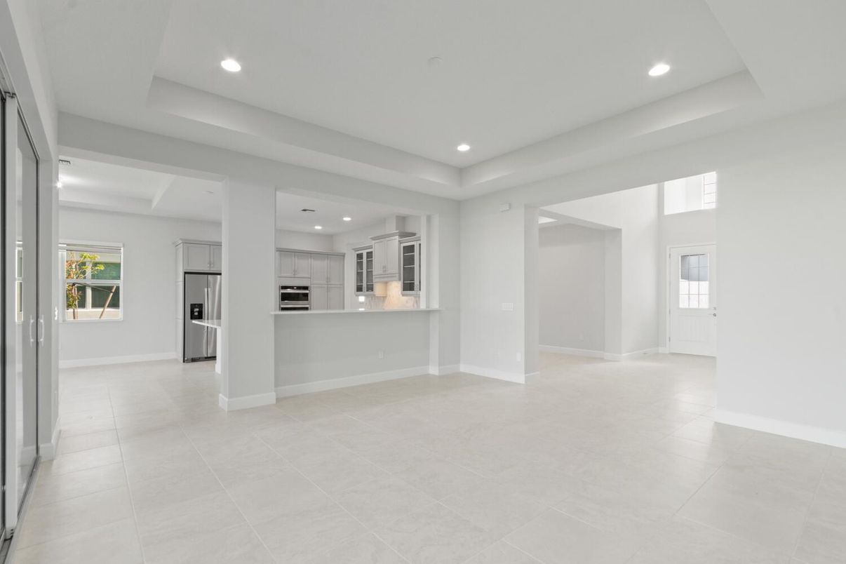 Empty room, Interior, Kitchen, Recessed Lighting, Stainless Steel Appliances