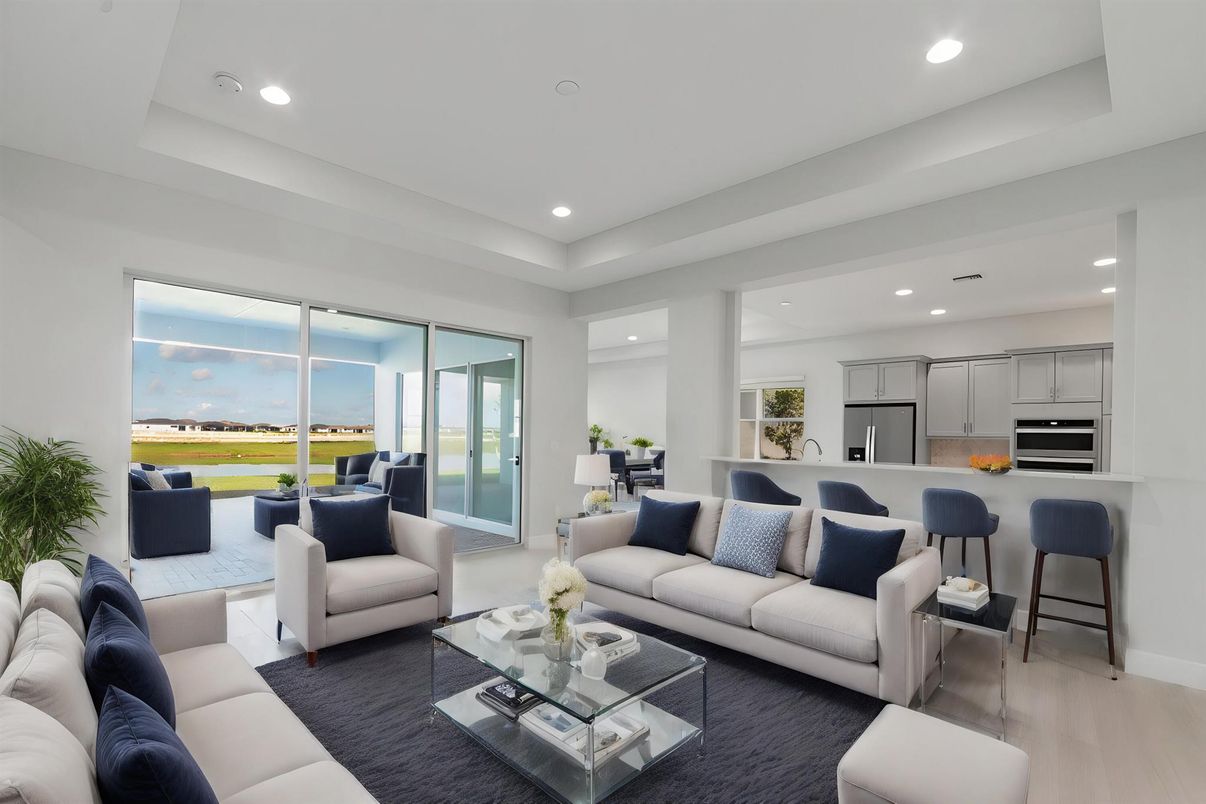 Interior, Kitchen, Living room, Recessed Lighting, Stainless Steel Appliances, Wood Texture Flooring